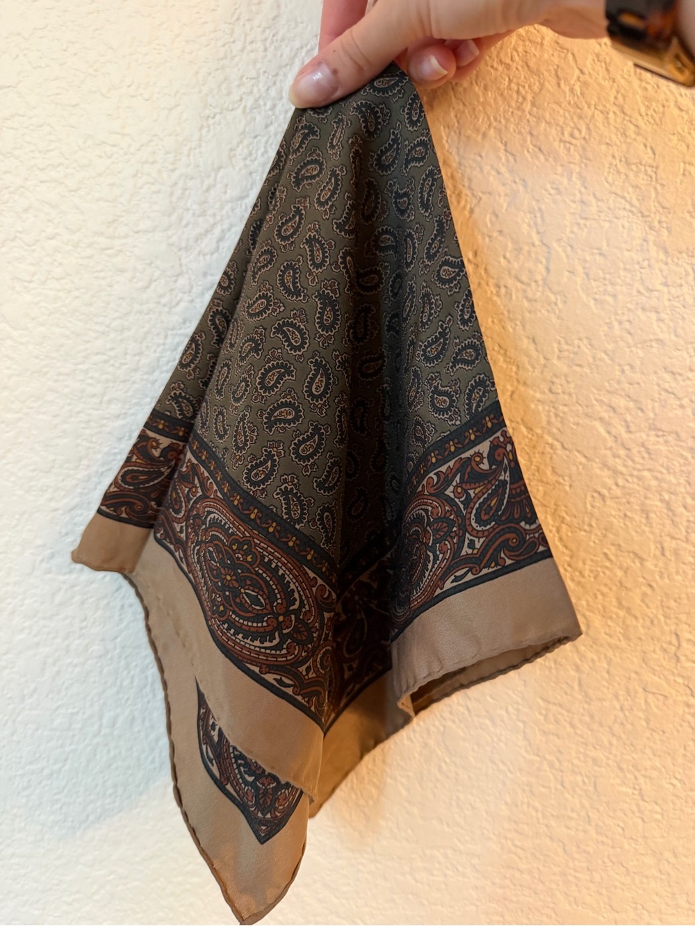 Vintage Earth Tone Paisley Print Square Fall Neck Scarf / Bandana